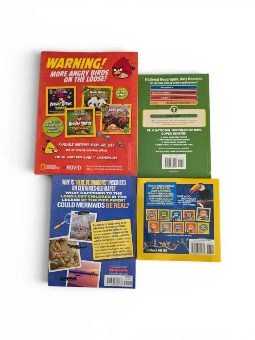 National Geographic Kids Book Lot 4 Angry Birds Weird But True History Roar